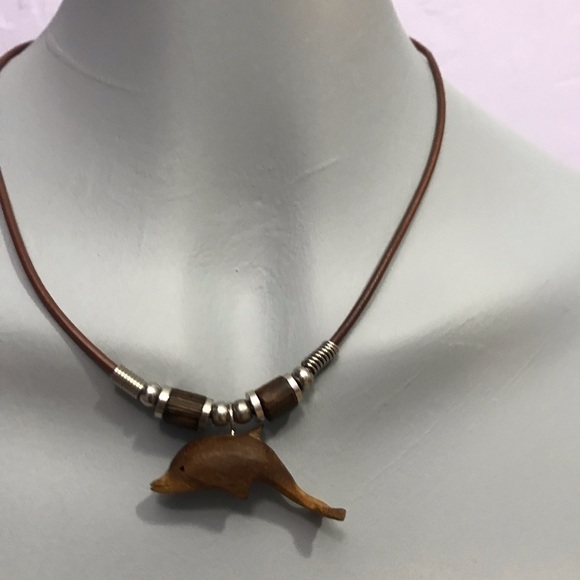 Wood Dolphin Necklace Pendant‎ - Picture 2 of 6